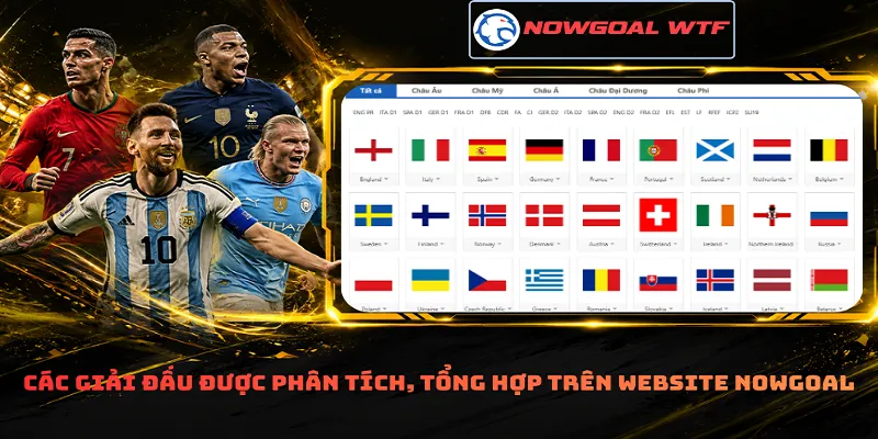 Các giải đấu được phân tích, tổng hợp trên website Nowgoal